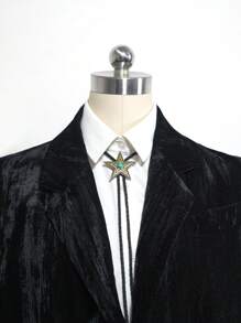 pooting bear 1pc American Western Cowboy Retro Five-Pointed Star Bolo Tie, Fashionable And Individual Style Unisex Buckle Tie Long Necklace Street,School - Multicolor - View 4