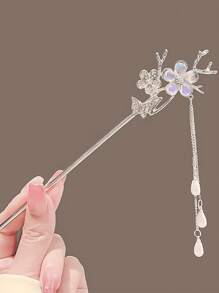 1pc Light Gold, Niche, Floral Cat's Eye, Crystal Tassel, High Class, Bohemian, Retro, Women's Hairpin, Five-Color Stone Women's Hairpin, Chinese Style Cosplay, Cute Personalized Elegant Hair Accessory, Gift For Friends And Girlfriends,Chinese Hair Sticks,Chinese Hair Accessories,Hair Sticks,Lily Of The Valley,Hair Chopsticks For Women Hair Bun Hair Bun Maker Bun Hair Piece Hair Styling Pins