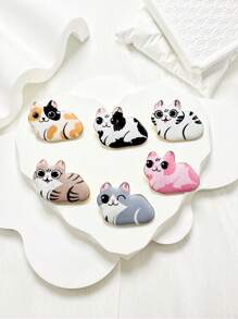 1 件可爱锌合金卡通猫翻领别针，时尚百搭服装和包袋配饰 - 小貓 - 查看 10