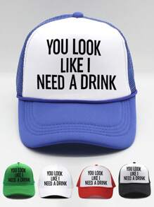 1pc Women's Printed "YOU LOOK LIKE I NEED A DRINK" Mesh Baseball Cap With Adjustable Strap, Outdoor Sun Protection Casual Hat For Spring/Autumn Travel, Beach Vacation, Tennis Cap - Baseball Cap - View 10
