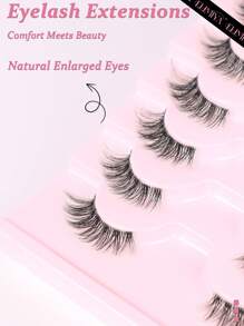 10 对天然睫毛延长，透明茎交叉鱼尾设计，优雅黑色 14 毫米