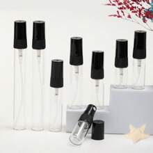5/56 Stücke nachfüllbare transparente Glasparfümflaschen, mit feinem Zerstäuber in Schwarz, 0.07oz/0.1oz/0.17oz/0.34oz, Kunststoff Zerstäuber, Mini Reise-Utensilien, feuchtigkeitsspendend