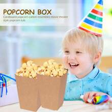 24/12pcs/1pc Brown Kraft Paper Popcorn Box, Fries Box, Candy Box, Suitable For Movie Theater, Mall, Party, Christmas