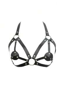 1pc Women Fashionable Leather Chest Decoration Strap Adjustable Sexy Playful Restraint Strap Cute Body Tie Line Dating Party Clothing Accessories