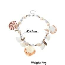 复古波西米亚风贝壳和仿串珠吊坠项链，贝壳多样，时尚，适合日常和度假佩戴 - 彩色 - 查看 7