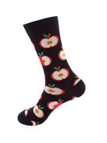 1 Pair/5 Pairs Men's Breathable Moisture Wicking Comfortable Casual Fruit Print Mid-Calf Socks