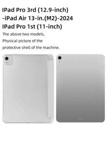Bao da bảo vệ chống sốc đựng bút chì iPad, Vỏ mềm TPU đơn giản/thường ngày/Bán chạy nhất Bao da máy tính bảng lật iPad, Tương thích với iPad Mini 4/5/6/9.7/10.2/10.5/10.9/10th Gen/11 inch/12.9 inch/Air 11 inch (M2)-2024/Air 13 inch (M2)-2024/Pro 13 inch (M4)-2024/Pro 11 inch (M4)-2024 Các mẫu Apple - xám - Xem 11