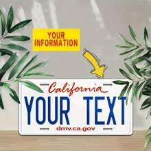 1pc California State License Plate Design Customized Metal Wall Art, 6x12 Inches, Unique Gift Idea With Custom Text Gifts Birthday Graduation - Multicolor - View 4