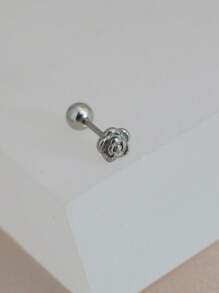 1PC Fashion Elegant Blooming Rose Flower Stud Earrings For Women Metal Screw Ball Ear Cartilage Helix Tragus Flat Conch Lobe Piercing Studs Charm Jewelry