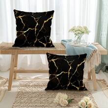2pcs Black Marble Texture Printed Pillow Covers, 45cm*45cm - Multicolor - View 8