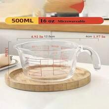 1pc Glass Measuring Cup With Handle And Measurement Markings - Heat Resistant, Microwave And Oven Safe, For Baking And Cooking - Multicolor - View 8