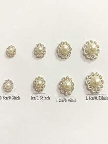 30pcs 8/10/12/14mm Resin Flower Round Faux Pearl Flat Back Rhinestone Applique Wedding DIY Jewelry Scrapbook Accessories Crafts Summer, School