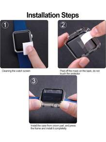 3 PiecesPC + Tempered Glass Full Frame Protective Case, Shockproof Stylish Case Compatible With Apple Watch 38/40/41/42/44/45/46/49mm, Compatible With Apple Watch Ultra/SE Series 11/10/9/8/7/6/5/4/3/2/1, Smart Watch Accessory, Black+White+Red - White+Red+Black - View 8