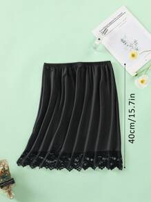 3 Pieces/2 Pieces/1 Piece, Multi Specification, Multi-Color, Solid Color, Spring And Summer Styles, Anti Transparency And Anti Light Medium Long Skirt, Inner Lining Skirt, Lace Bottom, Anti-Static Skirt, Elastic Waistband Suitable For Slightly Overweight Girls, Suitable For Daily Wear Summer, School Fall, Autumn, Halloween