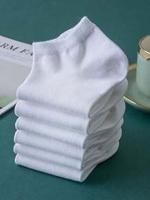 White Boat Socks 6 Pairs (Polyester)