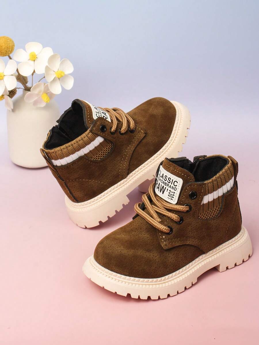 兒童繫帶摩托車靴子,卡其色顏色,時尚和多用途戶外 - 卡其色 - 查看 1