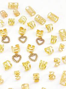 45pcs DIY Heart-Shaped Hair Ring Accessories Metal Cutout Adjustable Fashion Simple Dreadlocks Beads Suitable For Women Dating Valentines