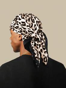 1pc Men's Leopard Print Bandana, Versatile Vintage Street Dance Rock Style Head Wrap - Can Be Used As Belt, Mask, Scarf, Handkerchief, Wristband, Gift For Family & Friends, All Season