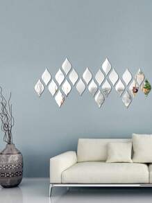 10pcs/15pcs/20pcs Self-Adhesive Teardrop Mirror Decorative Acrylic Wall Stickers For Home Decor, Mirror Background Gifts Birthday Graduation Room Decor Wall Decor Bathroom Decor Bedroom Decor Room Decoration Stuff Living Room Decor House Decor Home Decor Living Room Wall Art Wall Paper Personalised Stickers Mirror Wall Wall Mirror Mirror For Room - Silver - View 3