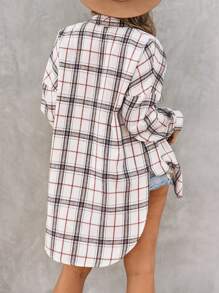 Astylish Women's Oversized Shacket Plaid Print Long Sleeve Button Down Shirt Jacket With Pockets Cozy Fall Spring Tops