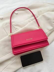 Fashionable Solid Color Retro Elegant Shoulder Bag - Hot Pink - View 6