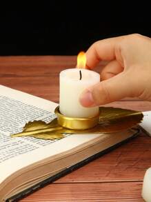 1 pieza, 2.7 "X 5.9" Soporte de vela con forma de pluma de hierro creativo, plato para velas de decoración de escritorio, decoración para el hogar adecuada para el hogar, hotel, mesa de comedor