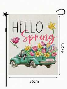 1pc Colorful Floral Garden Flag, Double-Sided Linen Yard Decoration, Spring