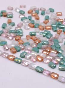 30pcs/Bag Pink Red Green Color Faceted Grid Rectangle Square Loose Beads Glass Beads Faceted Loose Spacer Beads For Jewelry Making DIY Jewelry Accessories Design