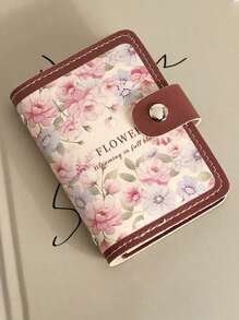 1pc Women Cute Leather Card Holder, Suitable For ID Card, Name Card, Bank Card, Credit Card For Women, Teenagers, Girls, Floral Print, Modern Design