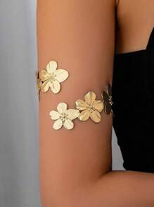 1pc Women's Minimalist Geometric Line Open Cuff Bracelet, Gold Color Jewelry For Daily WearRandom Style