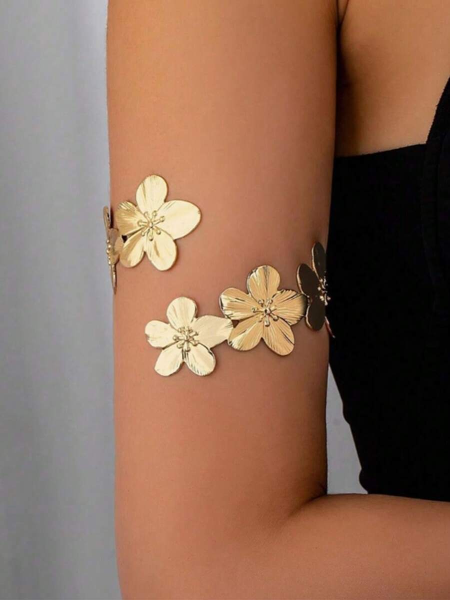 1pc Women's Minimalist Geometric Line Open Cuff Bracelet, Gold Color Jewelry For Daily WearRandom Style