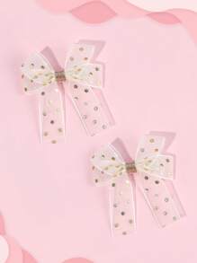 2 szt. Kokarda do włosów z nadrukiem w kropki dla kobiet, beżowa siateczka, spinki krokodylkowe, eleganckie dziewczęce kokardy do warkoczyków, spinki do włosów, wiosenne spinki do włosów, damskie akcesoria do włosów