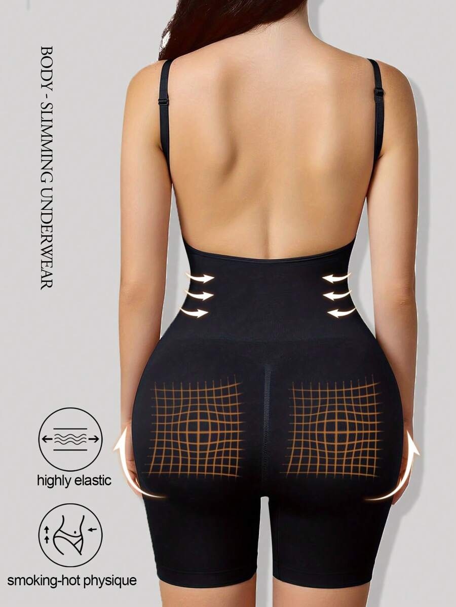 CELILIN Women Seamless One-Piece Shapewear Jumpsuit, Backless Jumpsuit, Rolling Control Jumpsuit, Seamless Full-Body Shapewear, Sleeveless Jumpsuit - Black - View 1