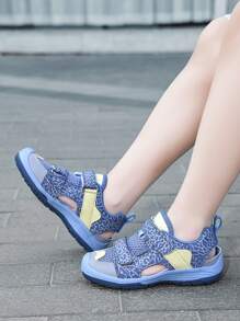 Boys' Summer Breathable Hook And Loop Closure Sport Sandals - Blue - View 5