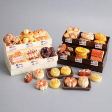 Mini Estante de Pan, Miniatura de Pan Simulado, Comida Falsa, Juego de Juguete de Resina Decoración Dulce, Adecuado para Decoración de Fiestas, Pequeños Juguetes de Regalo