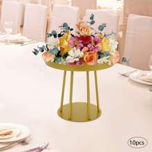 10Pcs Circular Flower Stands, Wedding Flower Stand, Flower Stand For Wedding Home Decor Party Favors Room Decor Bride - Gold 30*25cm - View 3