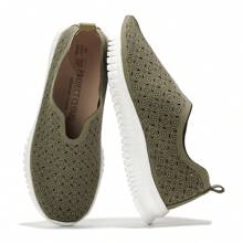 Orchid Leather Sneakers By Project Cloud - Lightweight, Arch Support. - Olive Green - View 2