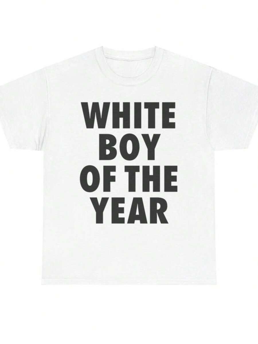 WHITE BOY OF THE YEAR SHIRT - Man Menswear Oversized Tshirt Streetwear - trắng - Xem 1