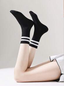 20 pares de calcetines casuales, simples, versátiles, transpirables y absorbentes del sudor de longitud media-pantorrilla unisex, calcetines de pareja