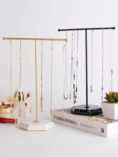 1 Piece T-Shaped Hanging Metal Jewelry Rack For Placing Necklaces/Bracelets/Watches, Suitable For Display And Storage On Bedroom Dresser/Study/Counter, Gift For Valentine's Day.