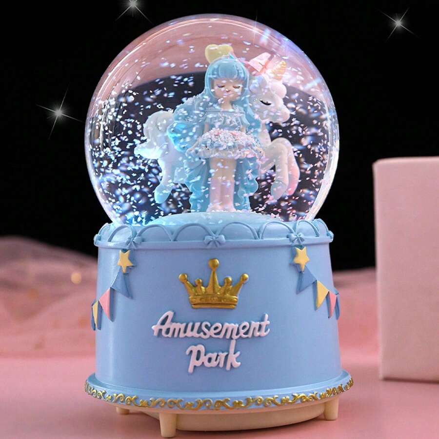 1pc Crystal Ball With Automatic Snowfall, ABS Mini Crystal Ball, Lamp-Included, Resin Desktop Decoration, Creative Gift, Home Decor For Men And Women, (Battery Not Included) - Multicolor - View 1