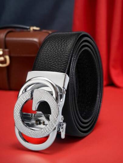 1pc Men's All-Match Alloy G Automatic Buckle Belt, High-Quality Genuine Leather Casual Men's Waist Belt, Suitable For Teen, Summer, Casual, Outdoor, Athletic, Travel, Graduation Gifts, Birthday, Daily Wear