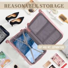 YOGLAD Luggage Sets Three Piece Expandable Lightweight Sturdy Suitcase Sets 360° Spinner Wheels Suitcase ABS Materials Sturdy With TSA Lock (20 24 28 Inch) - 粉色 - 查看 5