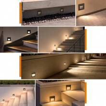 YICALE Lampara Escalera Pared,8Pzs 3000K 3W,Lamparas de Pared Interior de Casas Aluminio,Impermeable Luces Para Escaleras Interiores,Lámpara de Pared Para Escalera,Recamara,Pasillo(Luz cálida,Negro) - Negro-10P - Ver 8