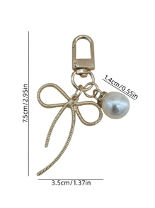 Một chiếc móc khóa thắt nút đơn giản và đa năng làm bằng hợp kim dành cho phụ nữ Một món quà nhỏ để tặng cho bạn thân Quà tặng phù dâu Nơ mùa hè - Vàng - View 2