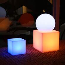 USB Rechargeable Decorative Table Lamp, Creative 16-Color Novelty PE Stool Lamp, Square/Round Atmosphere Bar Counter Lamp, Waterproof Swimming Pool Decoration Light - Round - View 12