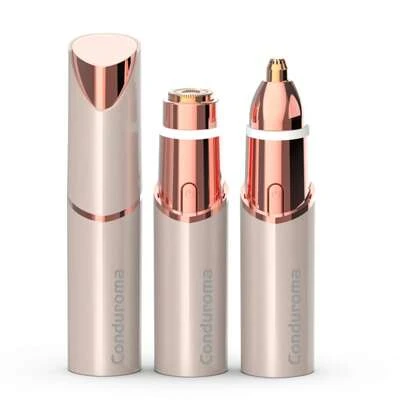 Rechargeable Facial Hair Remover - Conduroma Eyebrow Trimmer: For Removing Unwanted Peach Fuzz On Lips, Chin, Neck And Shaping Eyebrows