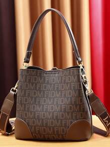 Three Pieces Set - High-End Fashion Mother And Daughter Bags - Multi-Functional Handbag, Shoulder Bag, Reading Glasses - Coffee - View 3