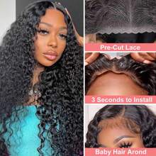 GABRIELLE 30 Inch Deep Wave Glueless Wigs Human Hair 6x4 Transparent Lace Closure Wigs 180 Density Ready To Wear Glueless Human Hair Wigs Pre Plucked Pre Cut 13x4 13x6 Deep Curly Lace Front Human Hair Wigs With Drawstring 9x6 7x5 Glueless Human Hair Wigs For Women - Natural Black - 查看 2