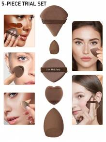 50/40/30/20/10/5pcs Makeup Kit, Including: 10 Pieces Of Liquid Makeup Sponge+10 Pieces Of Mini Liquid Makeup Sponge+10 Pieces Of Triangular Powder Puff For Loose Powder And Makeup Set+10 Pieces Of Air Cushion Powder Puff For Facial Makeup
